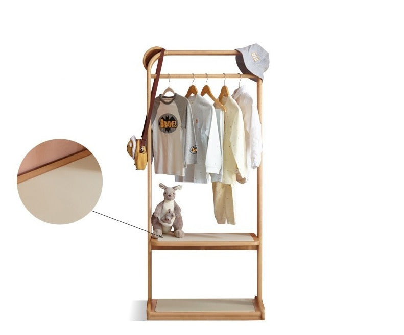 Beech solid wood kids coat rack floor hanger"