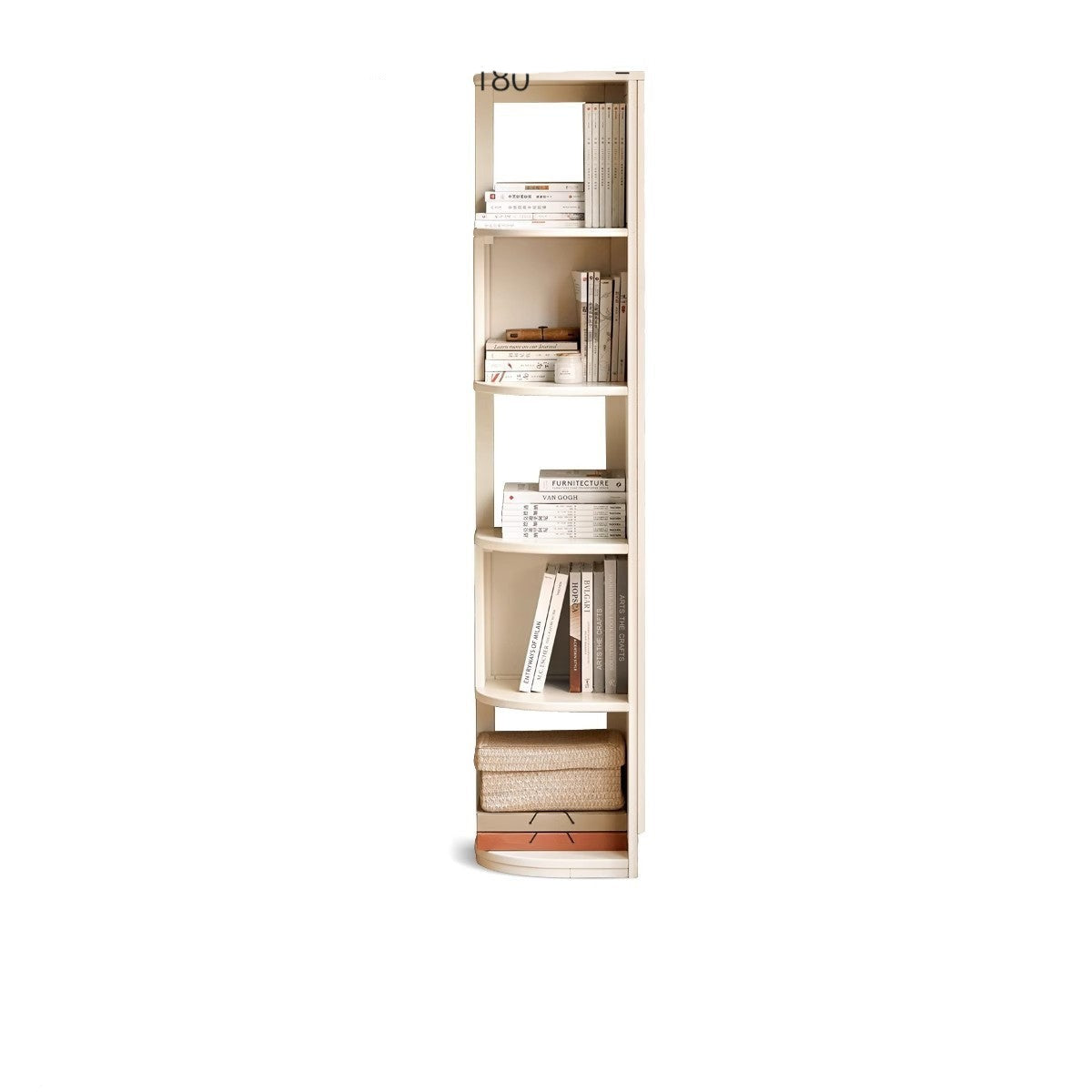 Poplar Solid Wood Corner Bookshelf, Floor-standing Storage Rack Cream Style