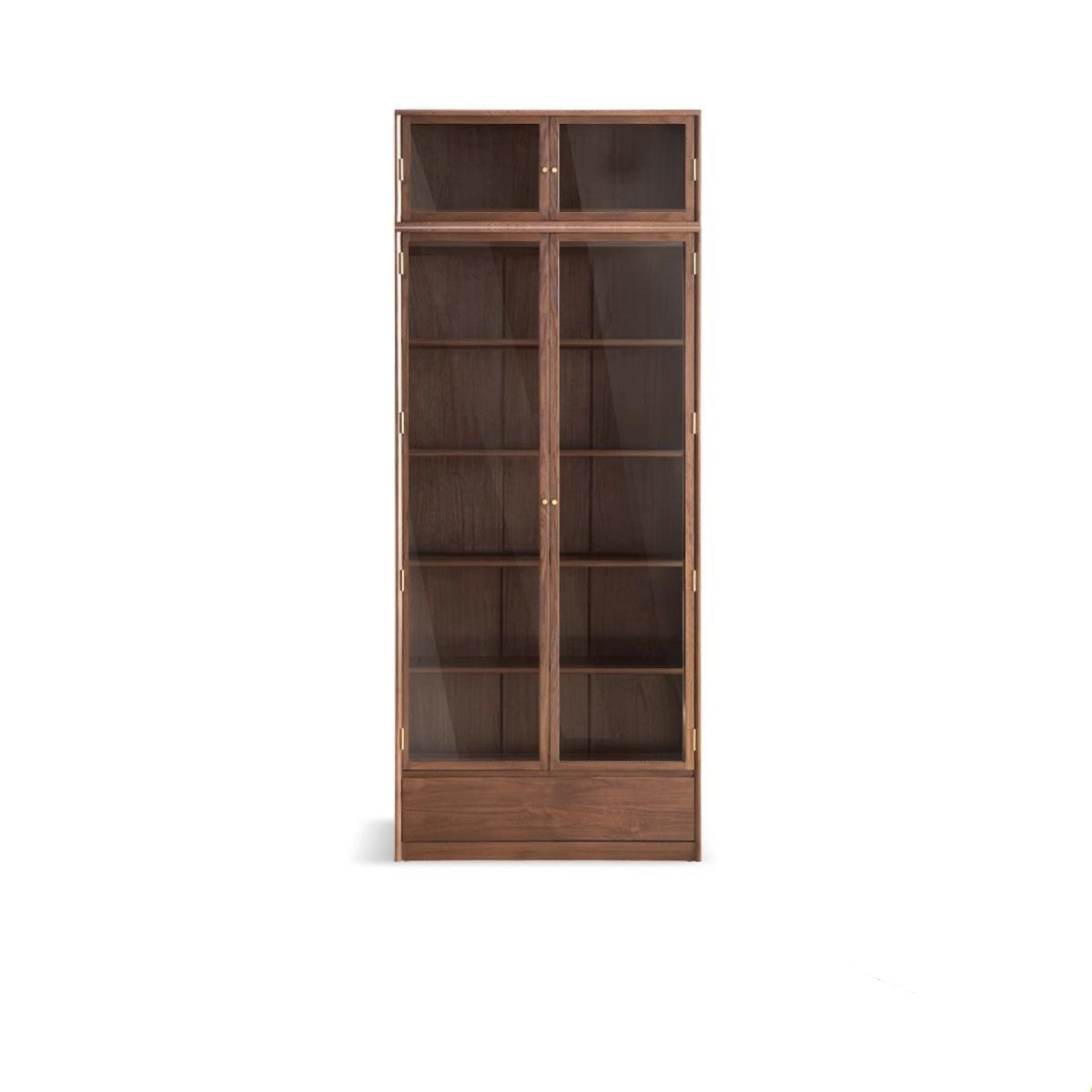 Black Walnut Solid Wood flat glass Double-door bookcase