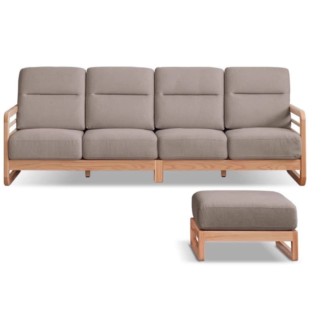 Oak Wood Fabric Sofa String-style Bbackrest.