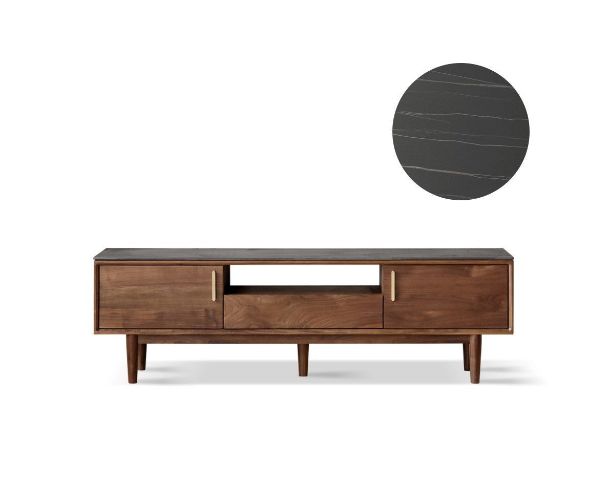 Black walnut solid wood TV stand slate cabinet"+