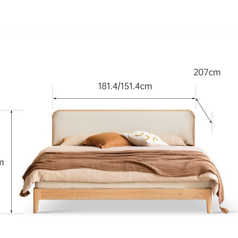 Cherry Solid Wood Technology Fabric Soft Modern Bed