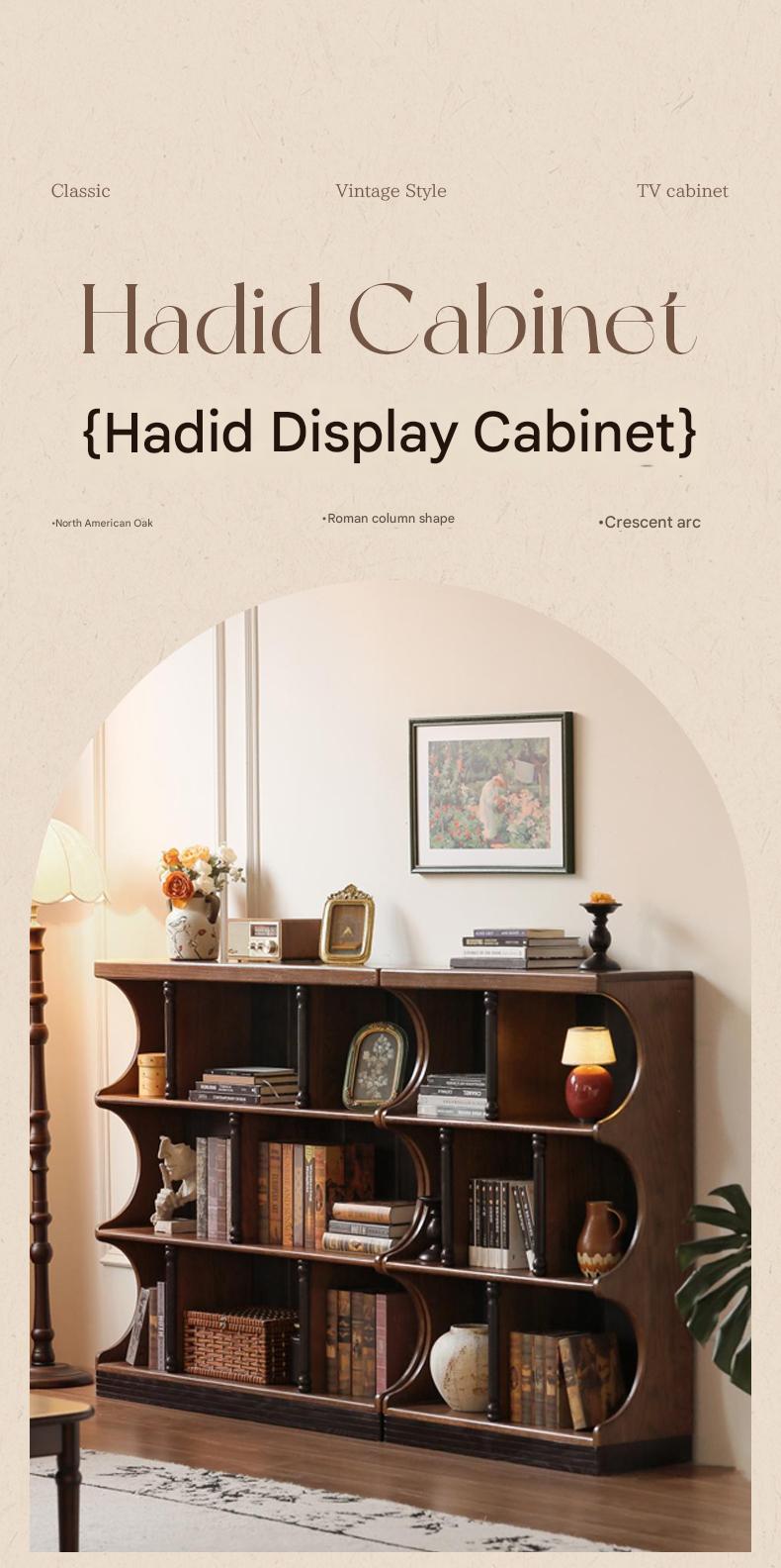 Oak Solid Wood French Retro Bookcase.