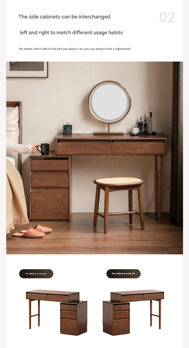 Oak Solid Wood Retractable Modern Vanity Table.