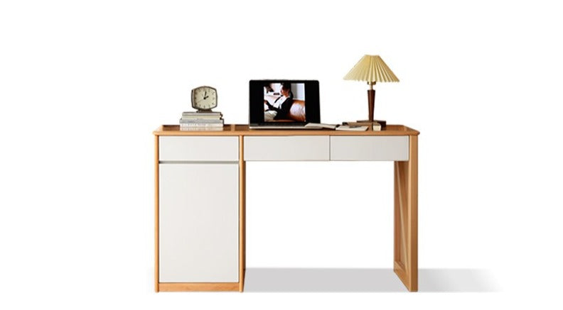 Beech Solid Wood Desk Bookshelf Combination