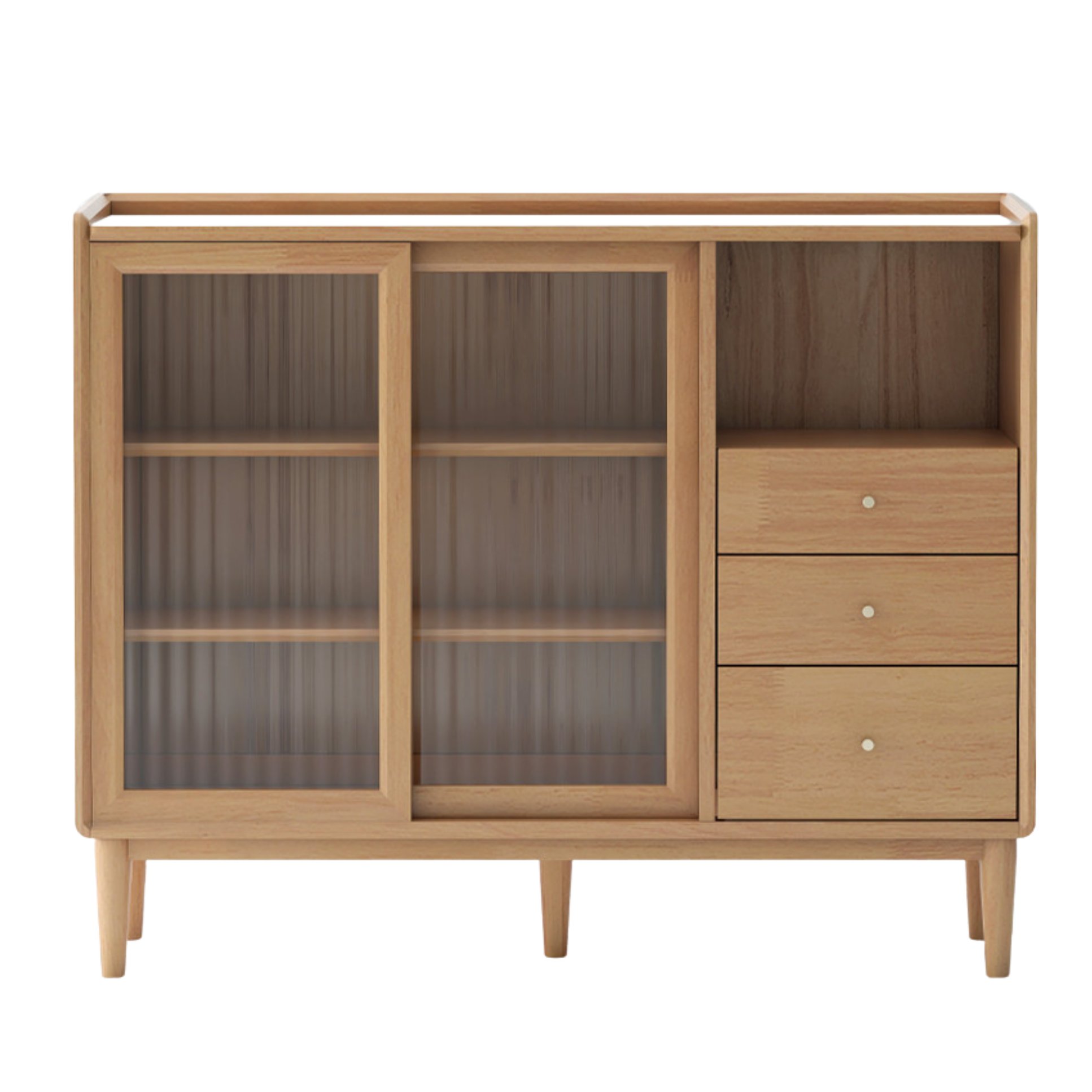 Oak, Ash, Black Walnut, Cherry, Beech Solid Wood, Solid RubberWood Ultra-thin Sideboard Sliding Door