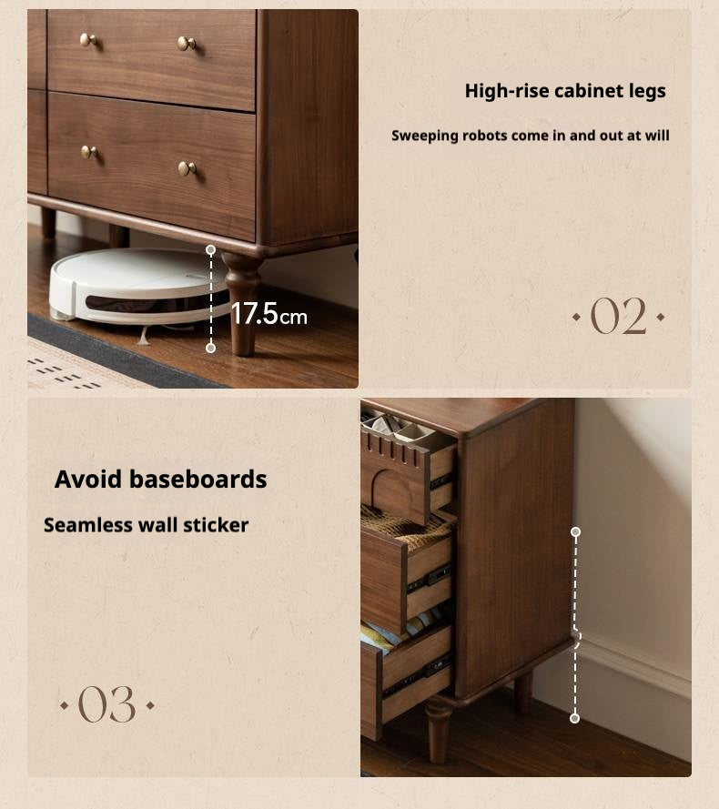 Black Walnut, Solid Rubberwood Chest of Drawers.