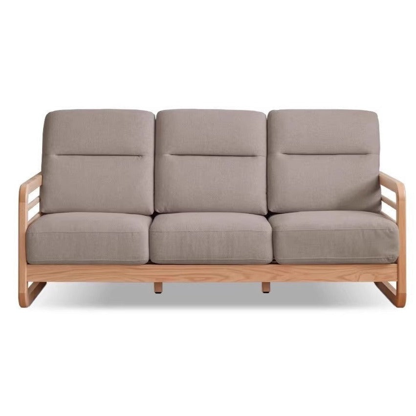 Oak Wood Fabric Sofa String-style Bbackrest.
