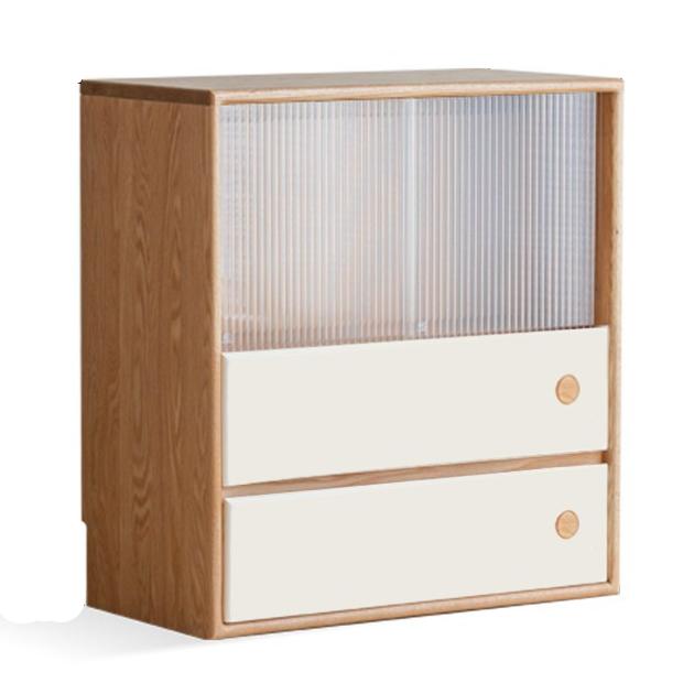 Oak, Beech Solid Wood Cream Style Module Combination Bookcase