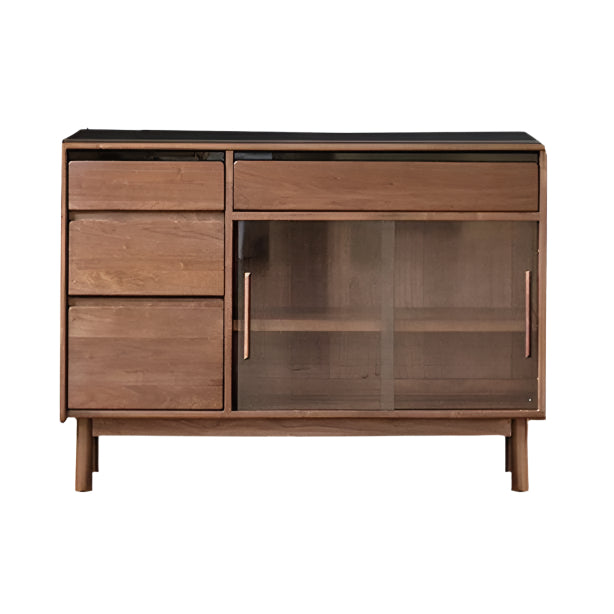 Black Walnut, Sandalwood Solid Wood Light Luxury Rock Plate Sideboard