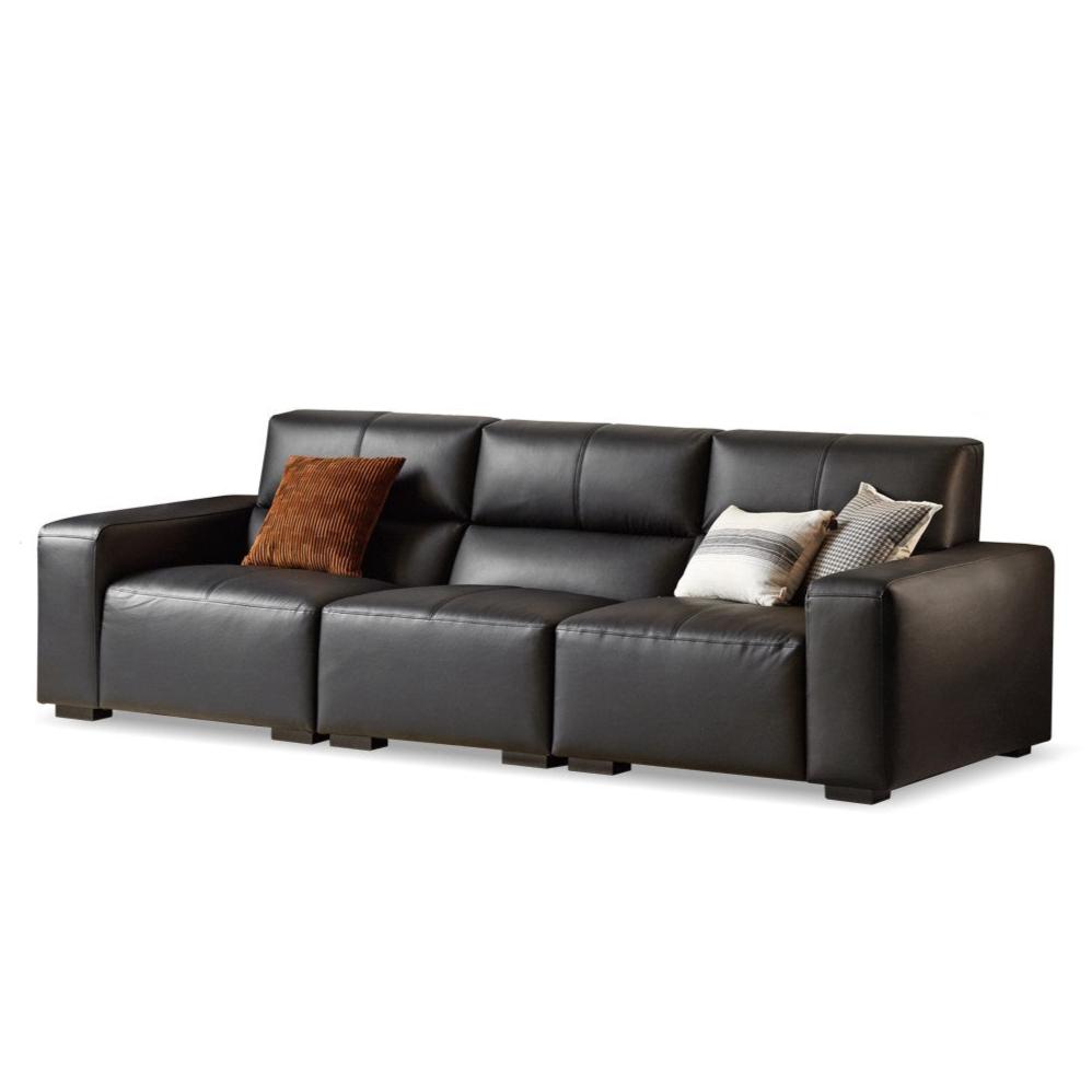 Leather Sofa First Layer Yellow Cowhide Tofu Block Leather Sofa.