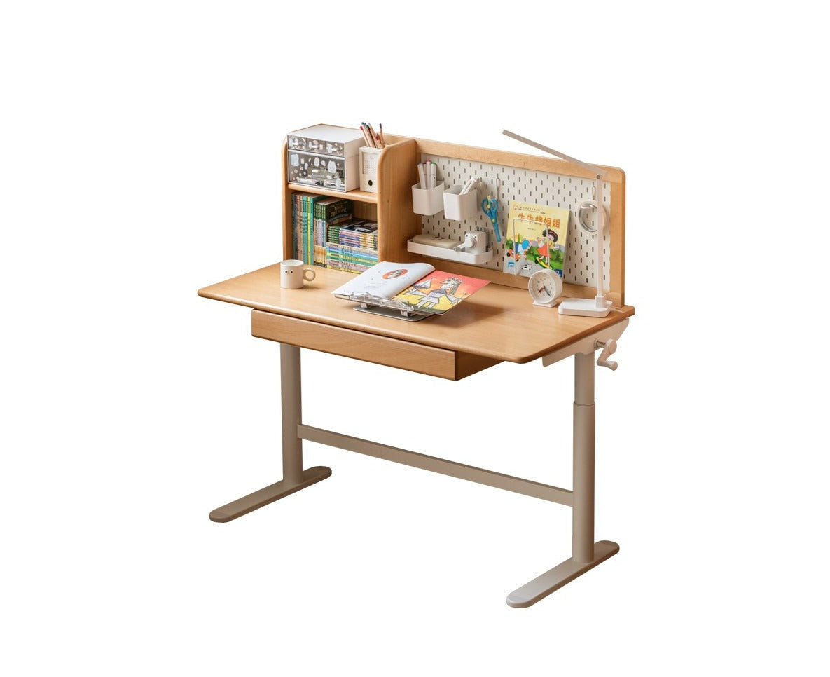 Hand-cranked lifting table board shelf DIY Beech solid wood"