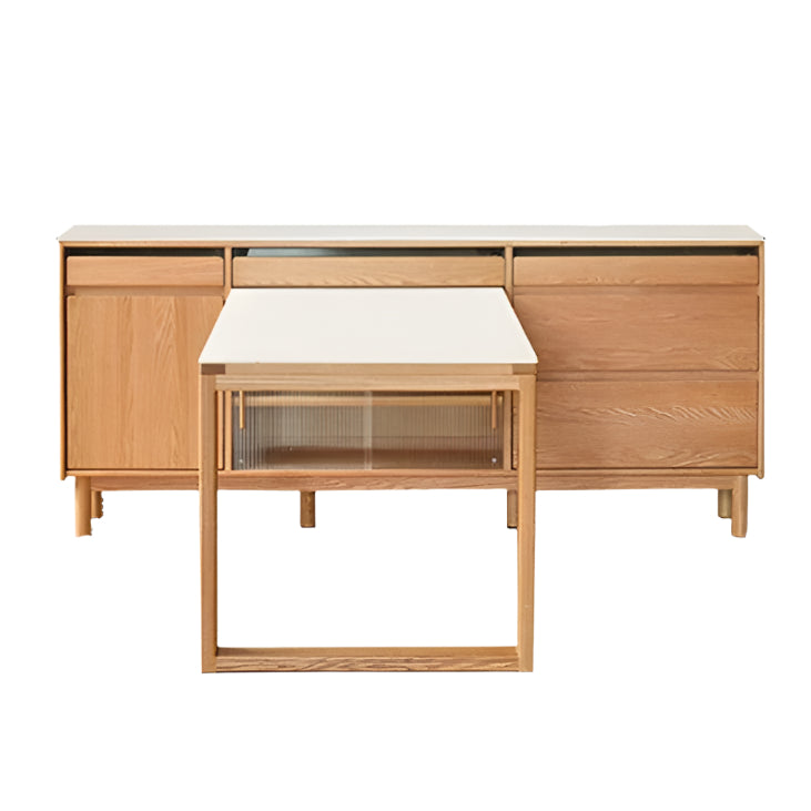 Oak Solid Wood Rock Plate Dining Sideboard