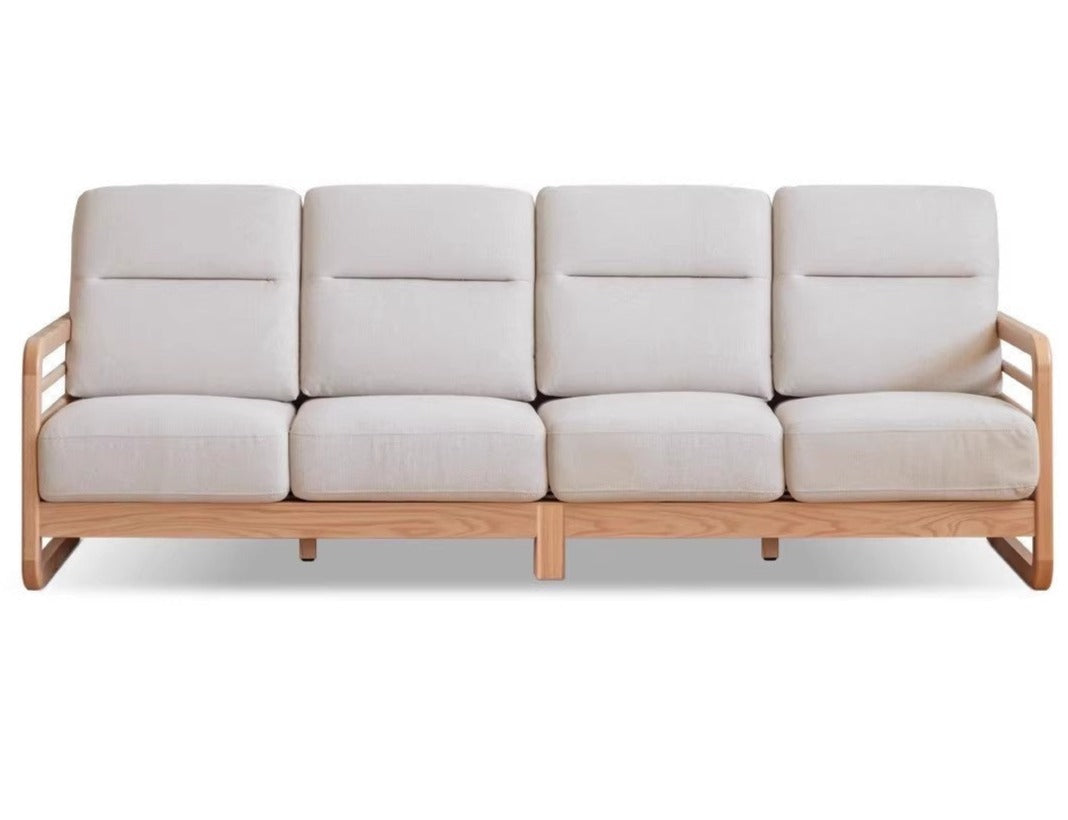 Oak Solid Wood Fabric Sofa.