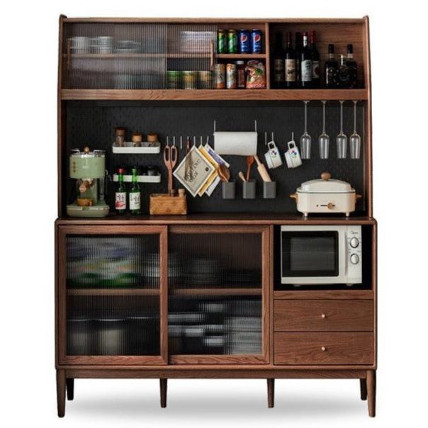 Ash Solid Wood Sideboard High Wine Cabinet Buffet
