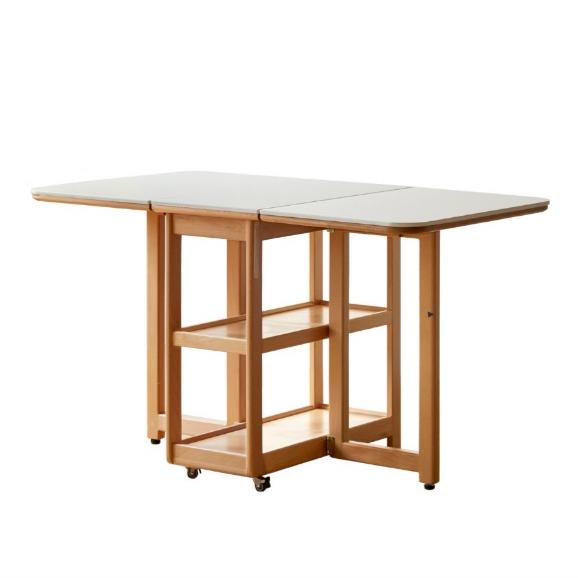 Beech Solid Wood Folding Movable Rock Plate Dining Table