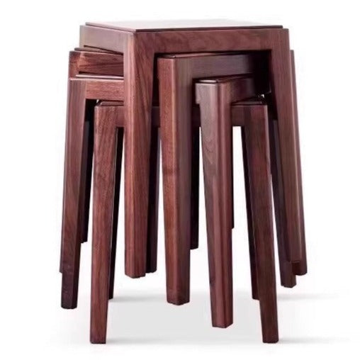 2pcs - Beech, Oak, Ash, Cherry Solid Wood, Solid RubberWood Foldable Nordic Square Stool
