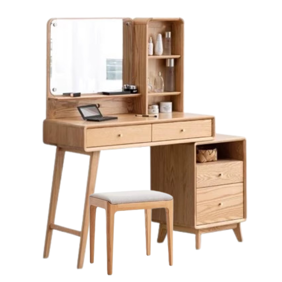 Oak, Rubberwood solid wood Dressing Table Telescopic.