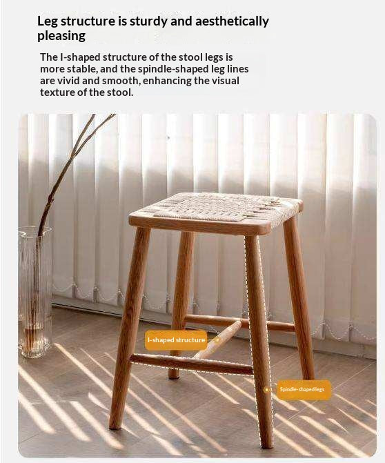 Cherry Solid Wood Rope Stool