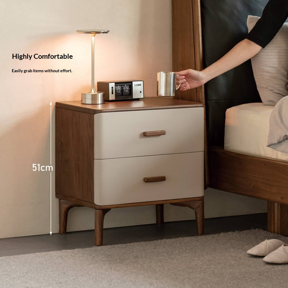 Black Walnut Solid Wood Italian Light Luxury Nightstand