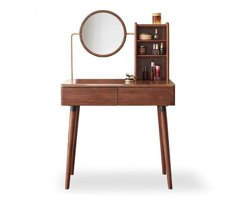 Black Walnut Solid Wood Mirror Dressing Table"