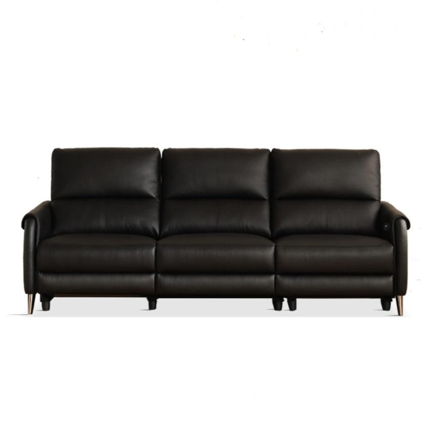 Leather Top Layer Yellow Cowhide Black Multifunctional Electric Sofa,