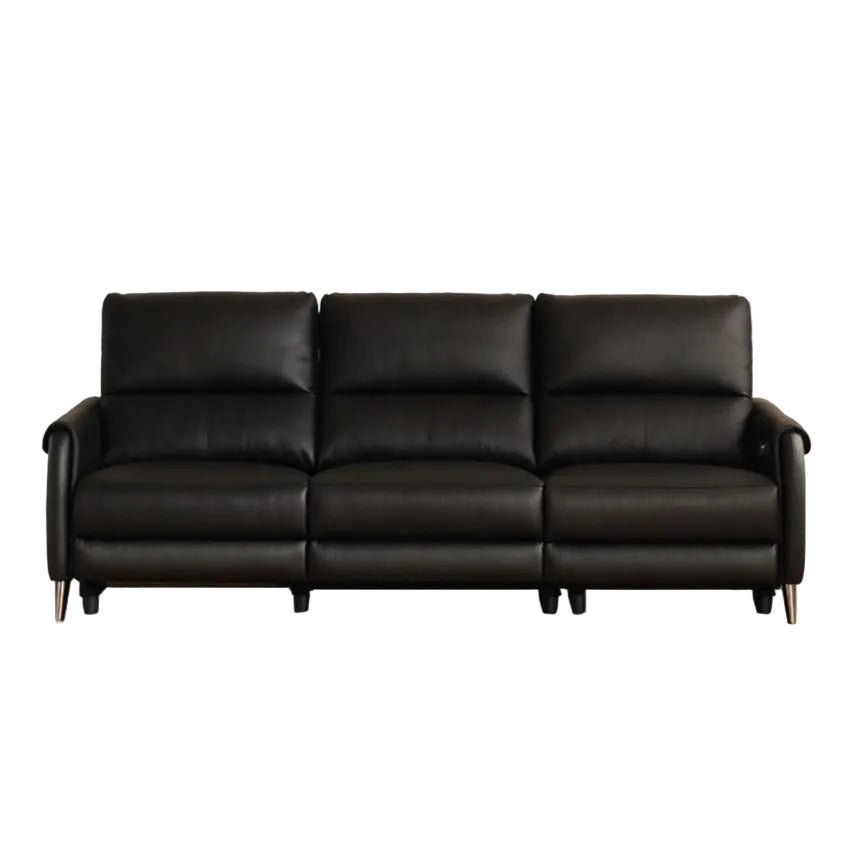 Genuine leather zero-wall electric recliner sofa with high backrest, deep cushioned seats