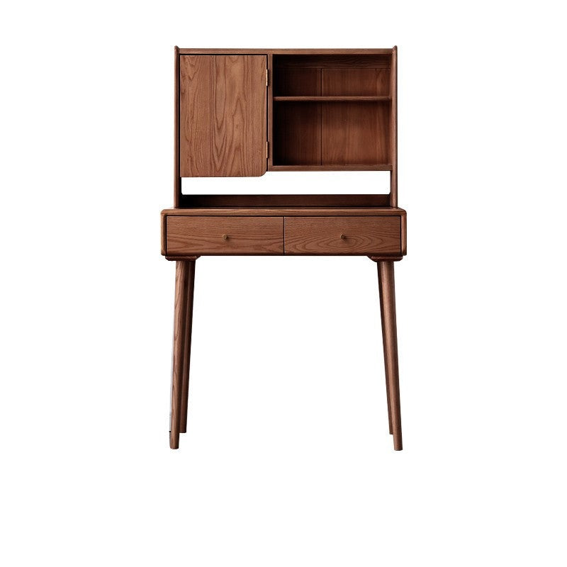 Ash Solid Wood Dressing Table with Mirror Shelf & Flip Cover.