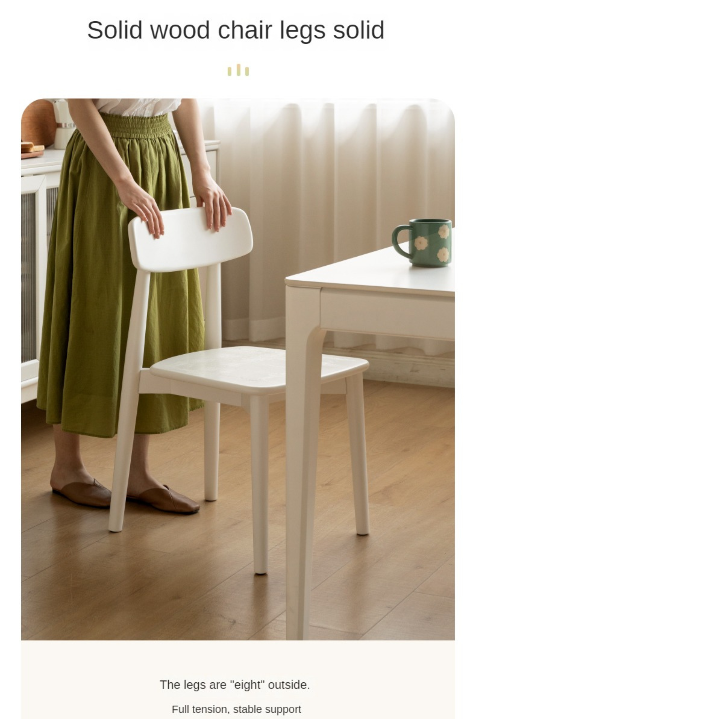 4 pcs Solid RubberWood, Birch Solid Wood Dining Chair Cream Style