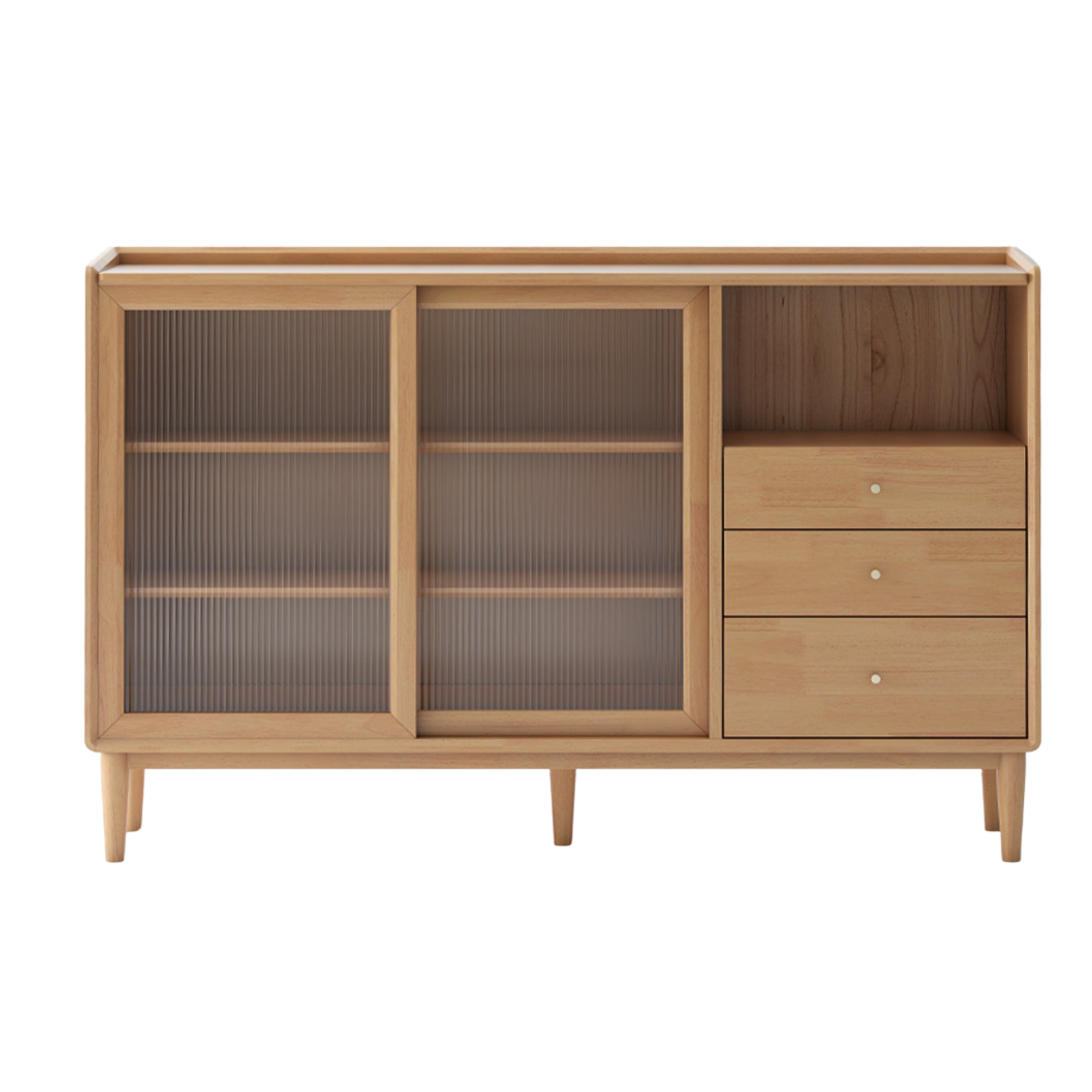 Oak, Ash, Black Walnut, Cherry, Beech Solid Wood, Solid RubberWood Ultra-thin Sideboard Sliding Door