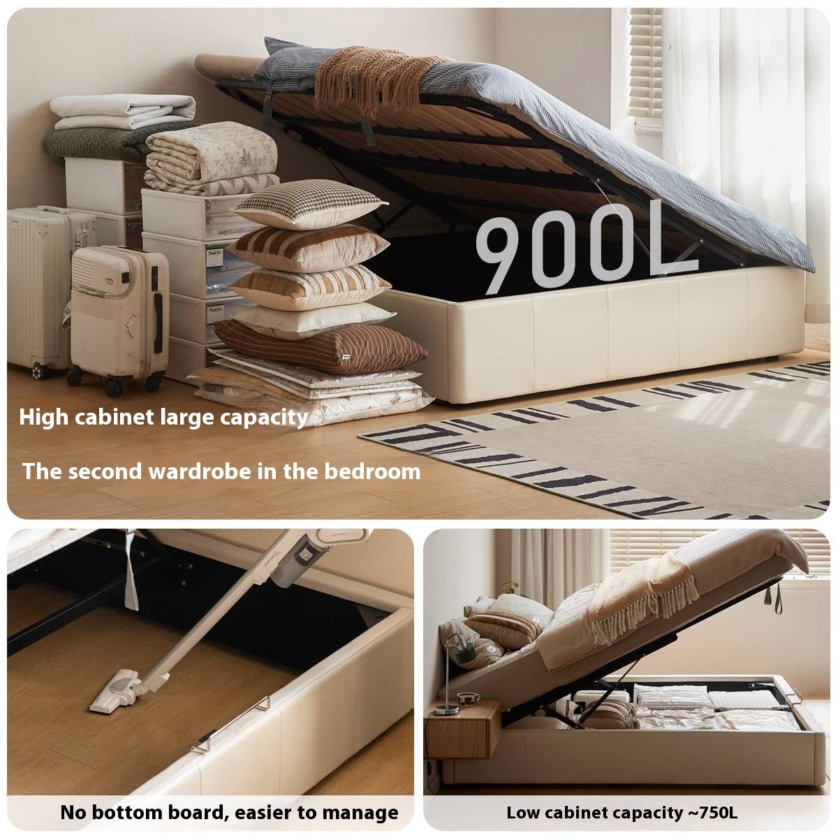 Eco-Cloud Leather Box Platform Bed, Headboard-Free Bed