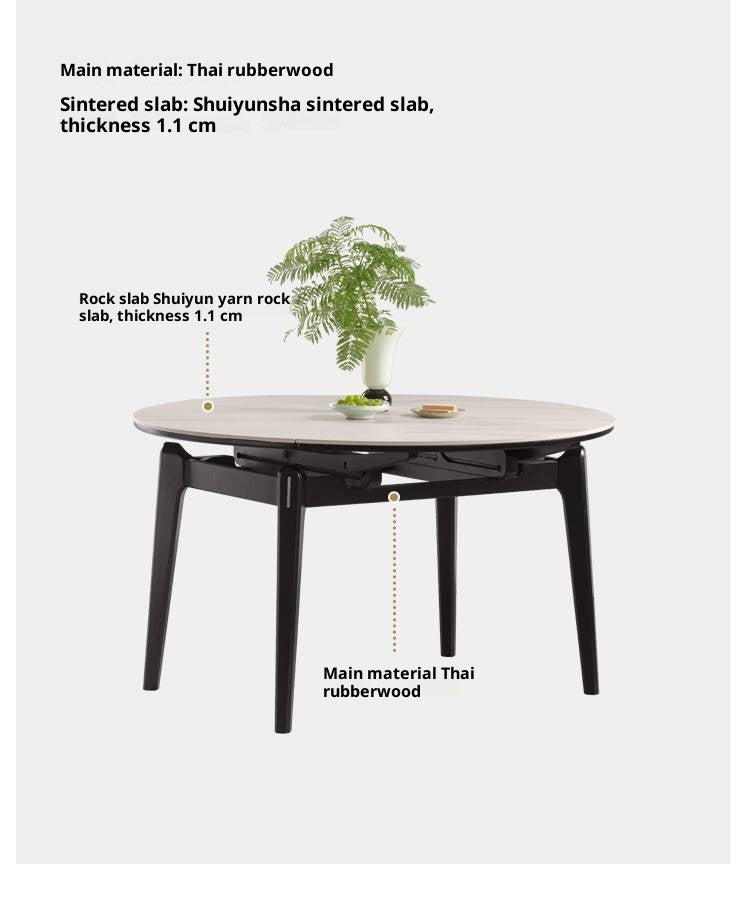 Solid Rubberwood Modern Rock Plate Dining Table
