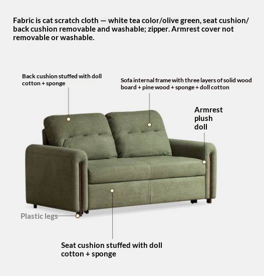 Loveseat Sleeper Sofa with Tufted Channel Back Cushions