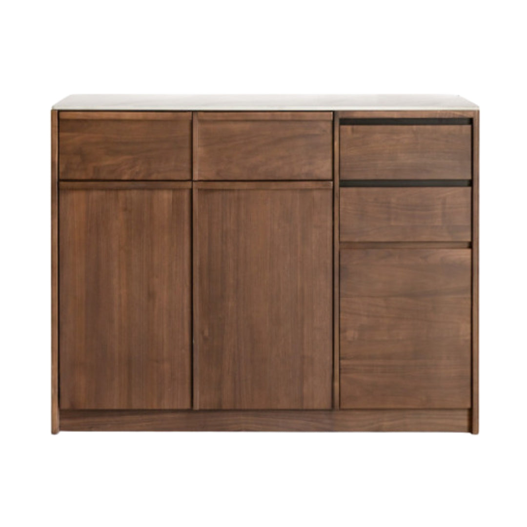 Black Walnut, Sandalwood, Ash Solid Wood Dining Cabinet Antique Style Rock Board
