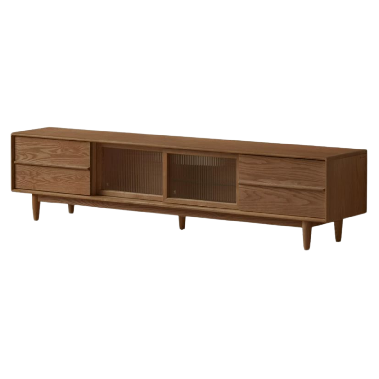 Black Walnut, Ash Solid Wood, Solid Longan Hardwood TV Cabinet with Sliding Door Storage