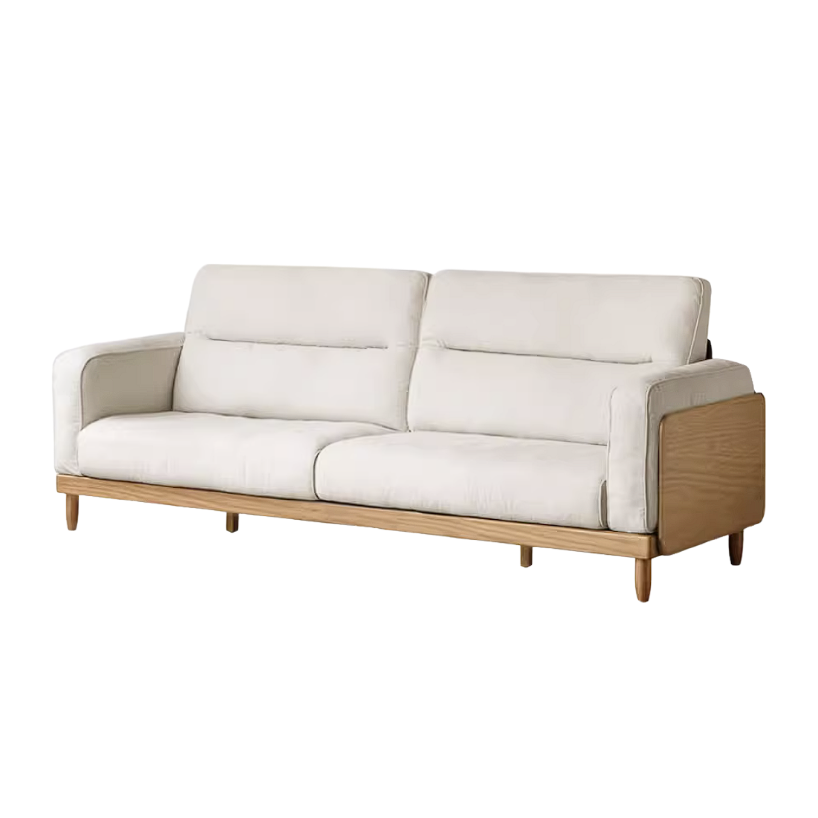 Oak, Ash Solid Wood Sofa with Exposed Wood Frame Arms