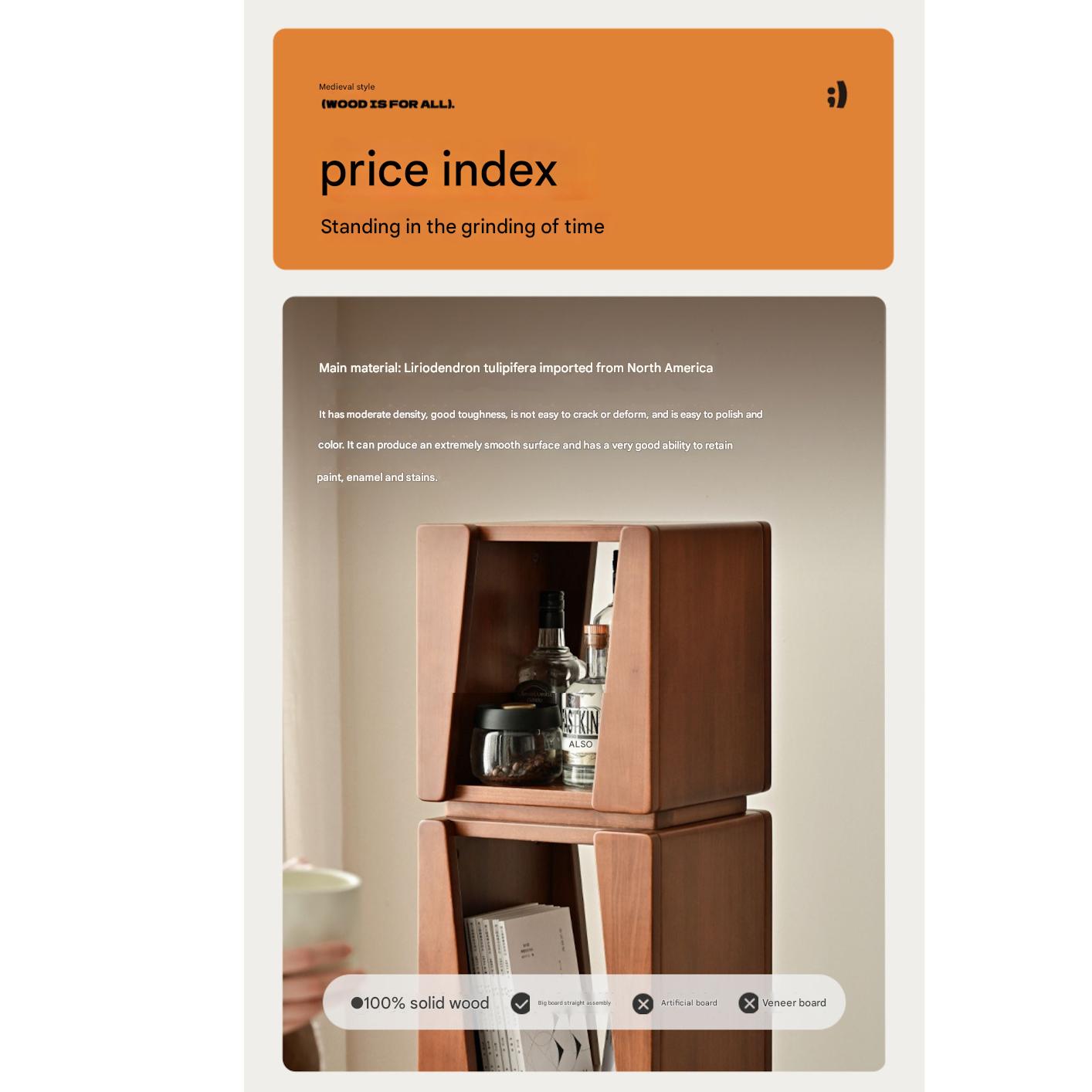 Poplar Solid Wood Bauhaus Bookshelf.