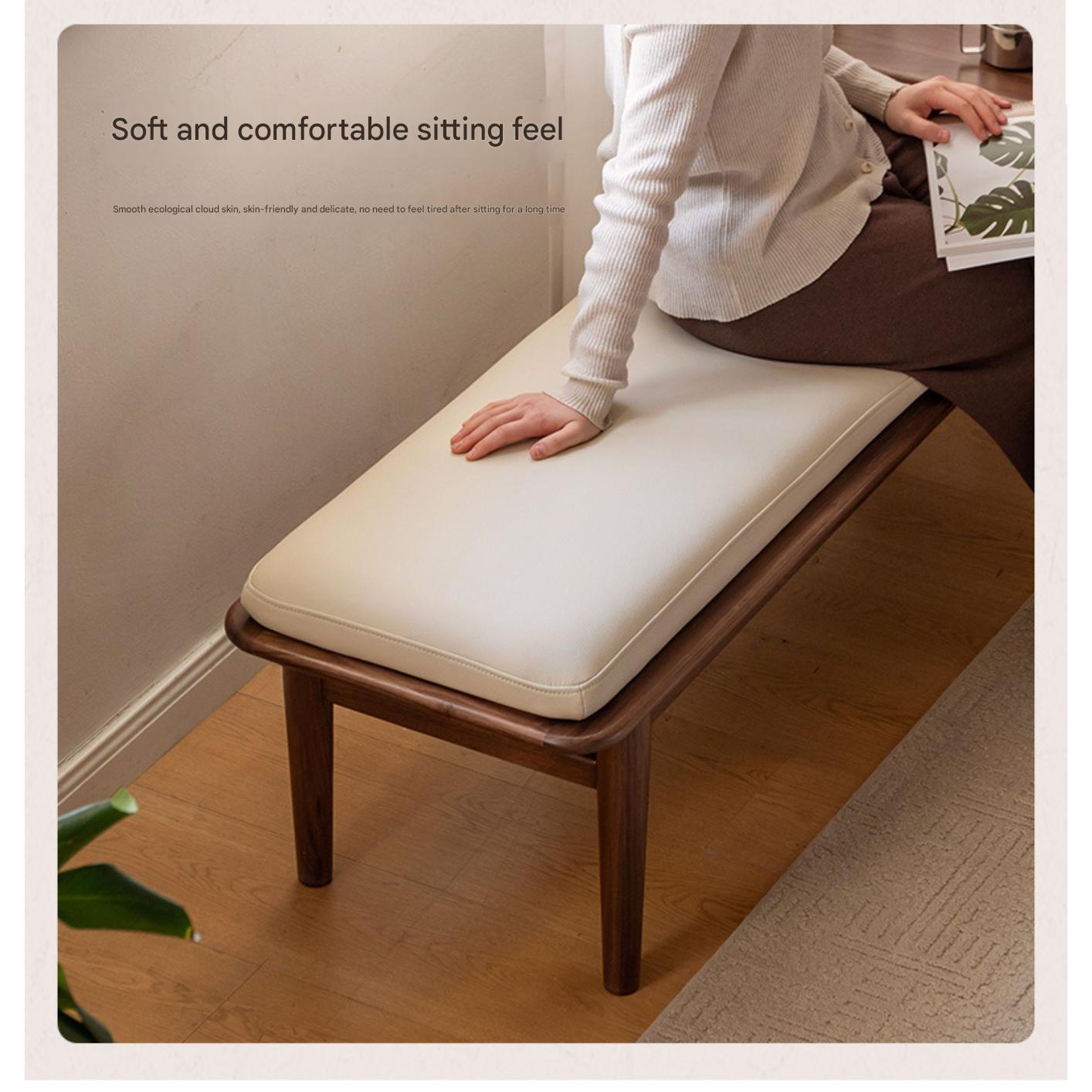 Black Walnut, Oak Solid Wood Soft Packed Bench