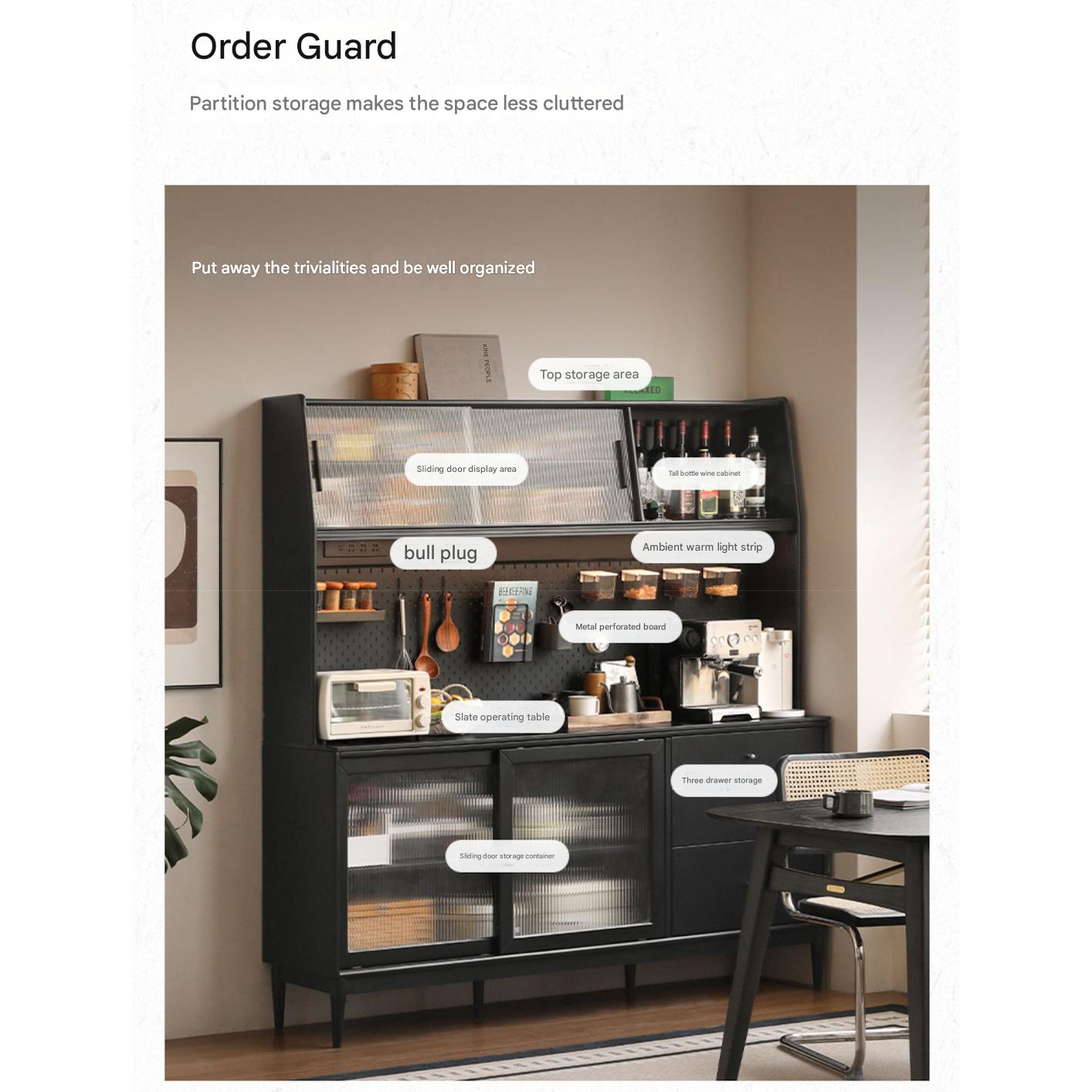 Solid Rubberwood Restaurant Modern Sideboard