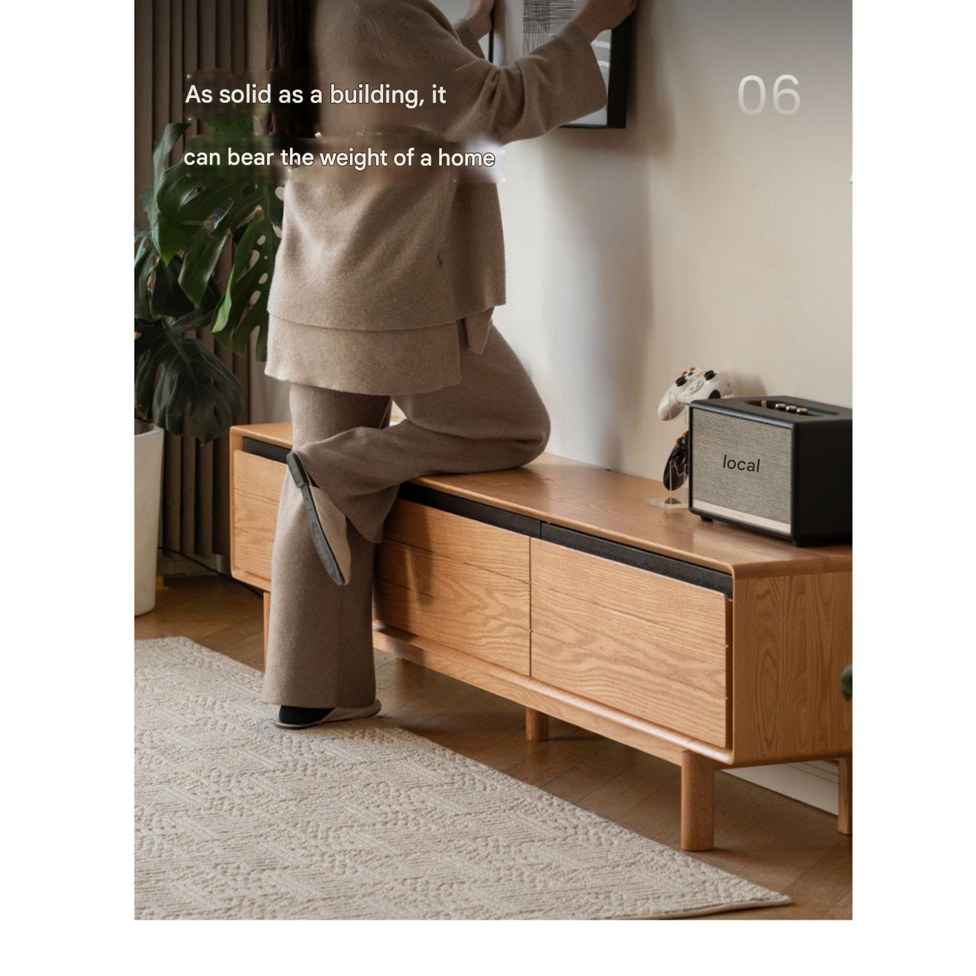 Oak Solid Wood Modern TV Cabinet.