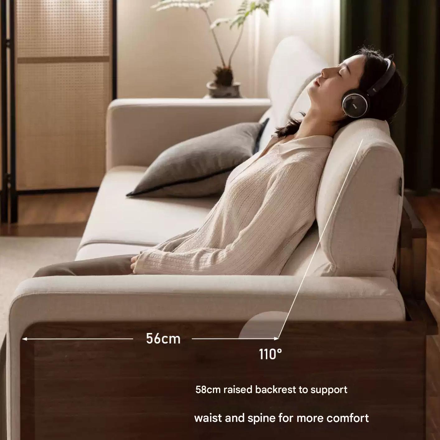 Black Walnut, Oak, Ash Solid Wood fabric sofa high back