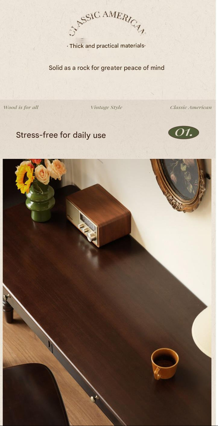 Black Walnut, Poplar Solid Wood American Retro Desk