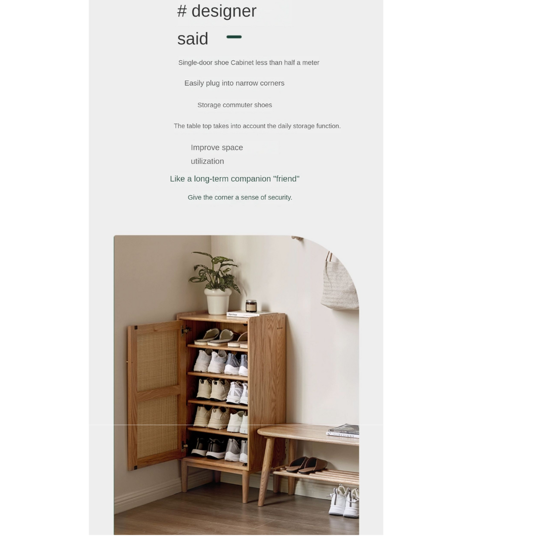 Oak Solid Wood Entrance Shoe Cabinet
