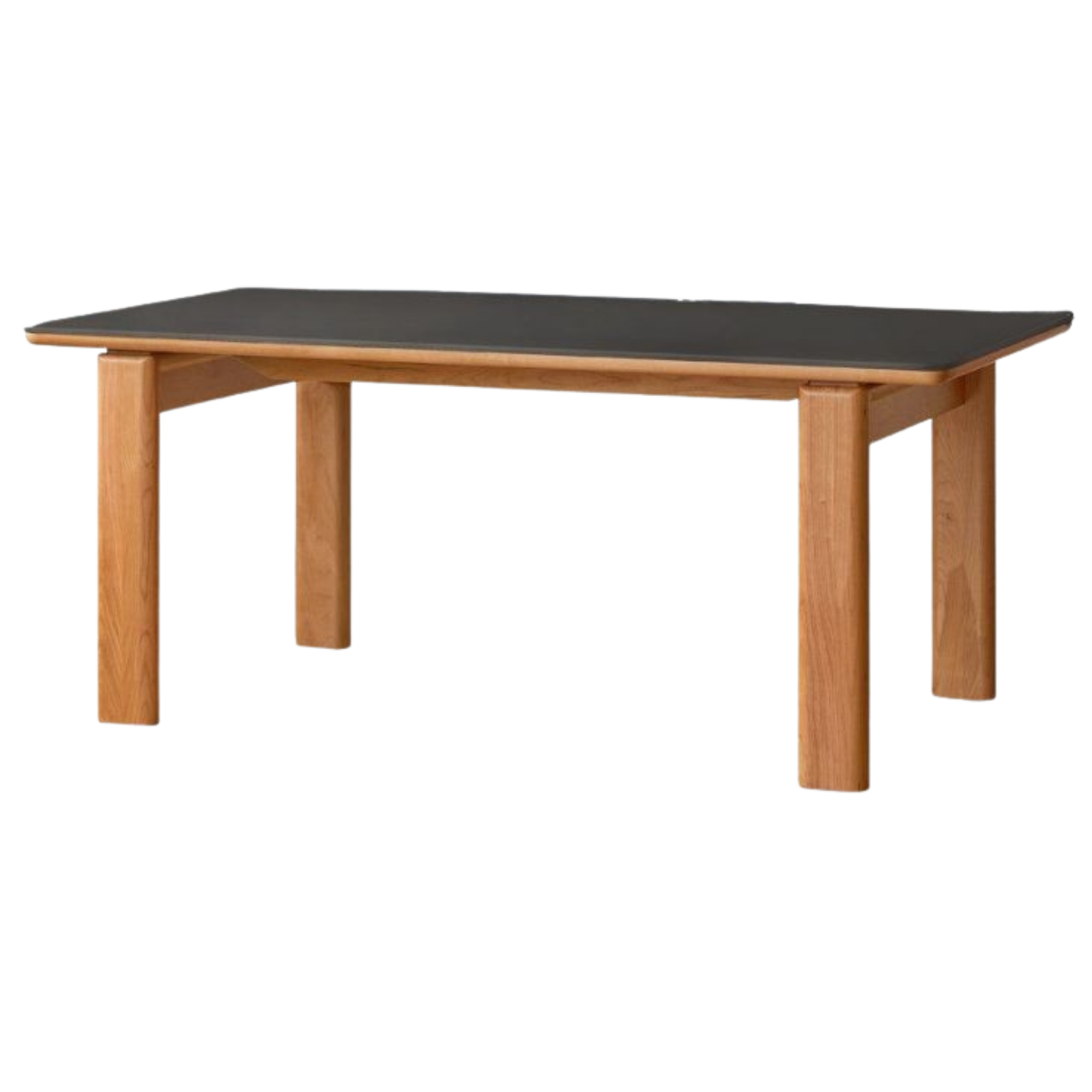 Cherry Solid Wood Vintage Style Slab Dining Table with Sintered Stone Top