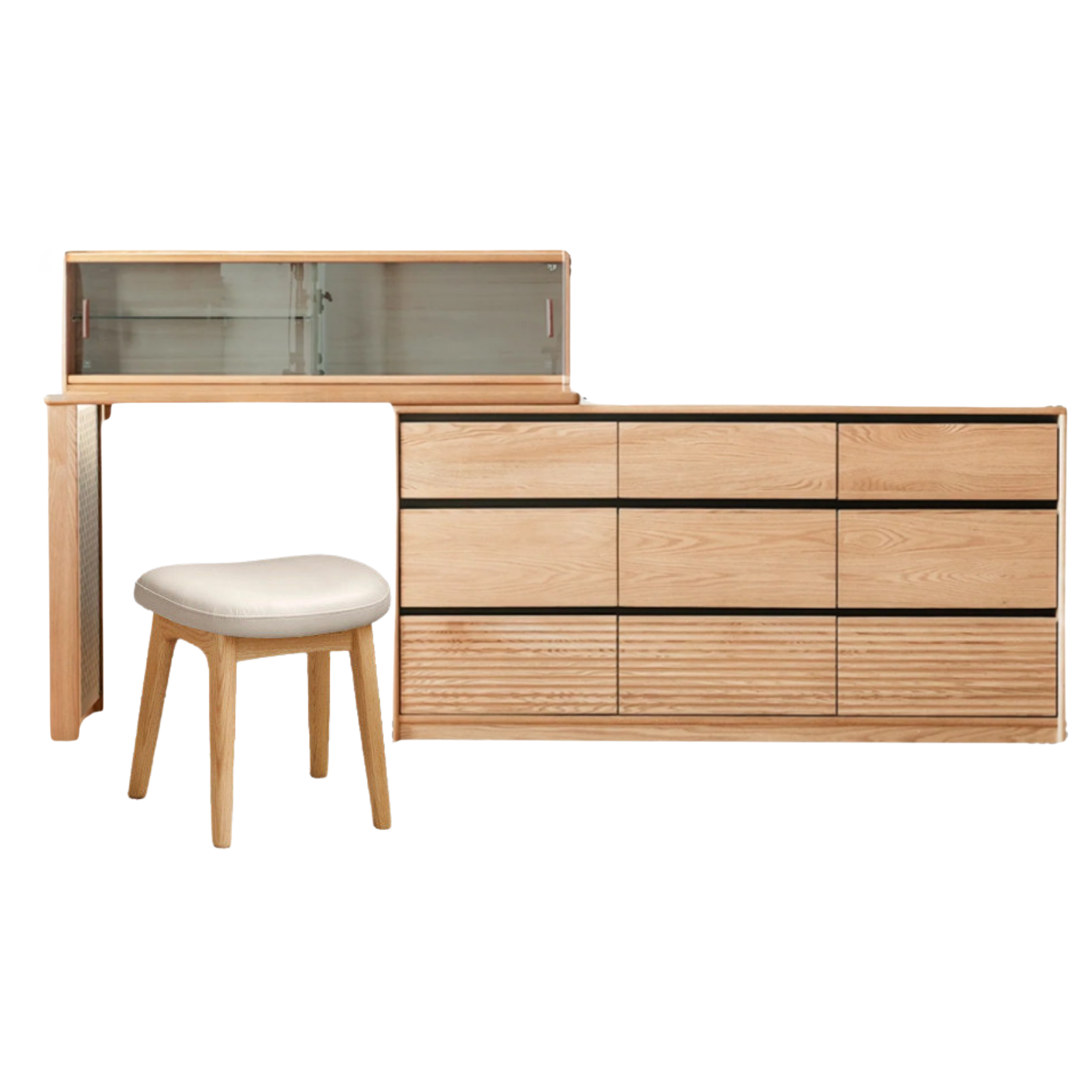 Oak, Ash Solid Wood Modern Telescopic Vanity Table.