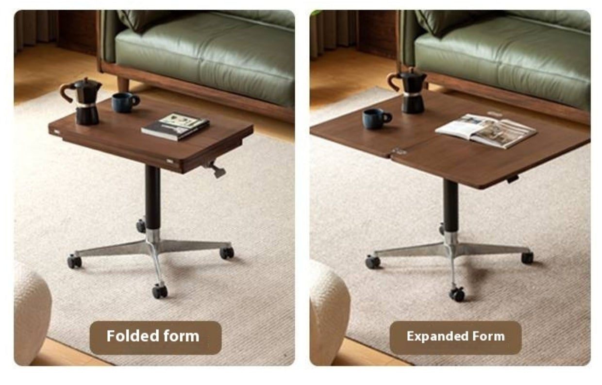 Black Walnut, Oak Solid Wood Rectangular Lift Side Table