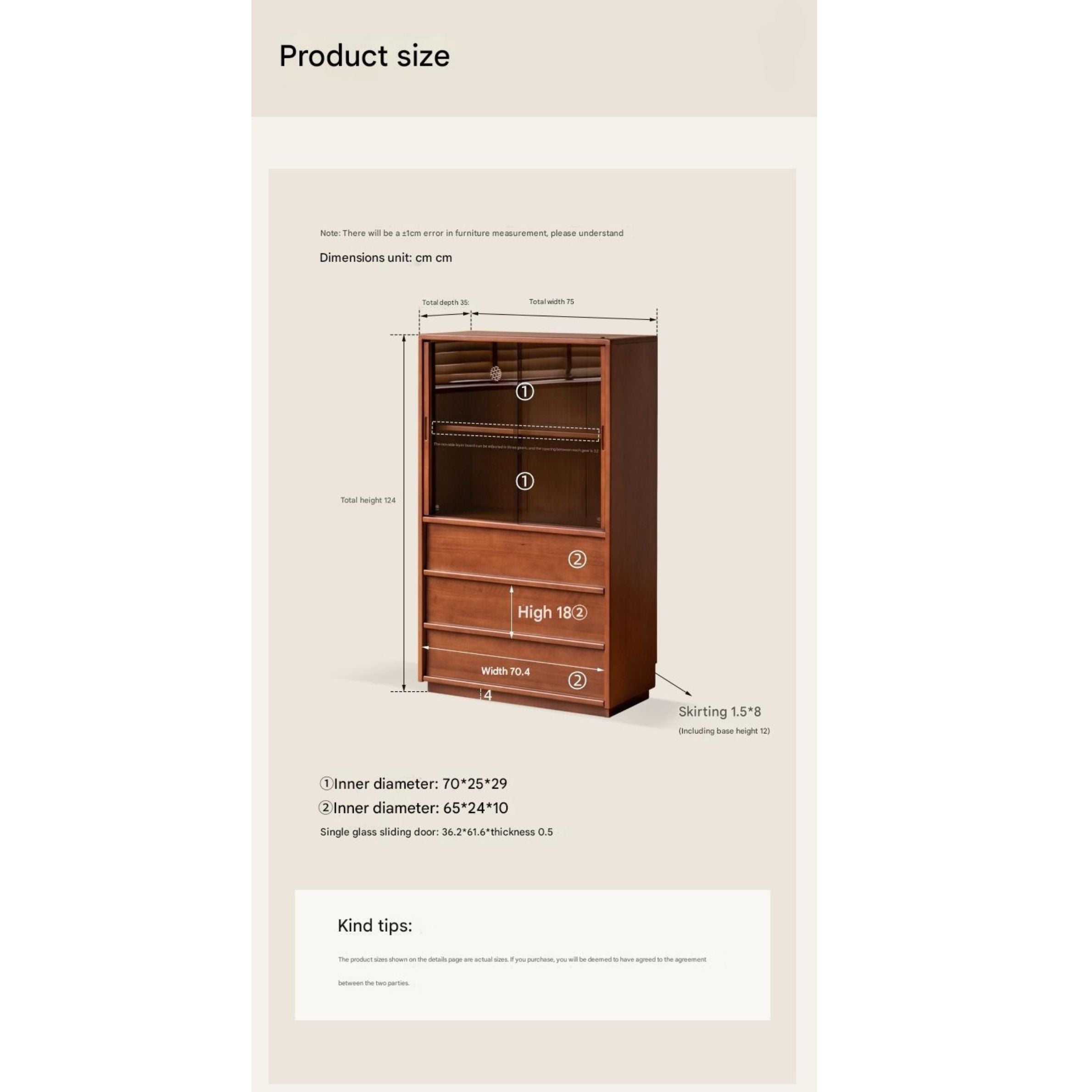 Poplar Solid Wood Middle Ages Side Cabinet