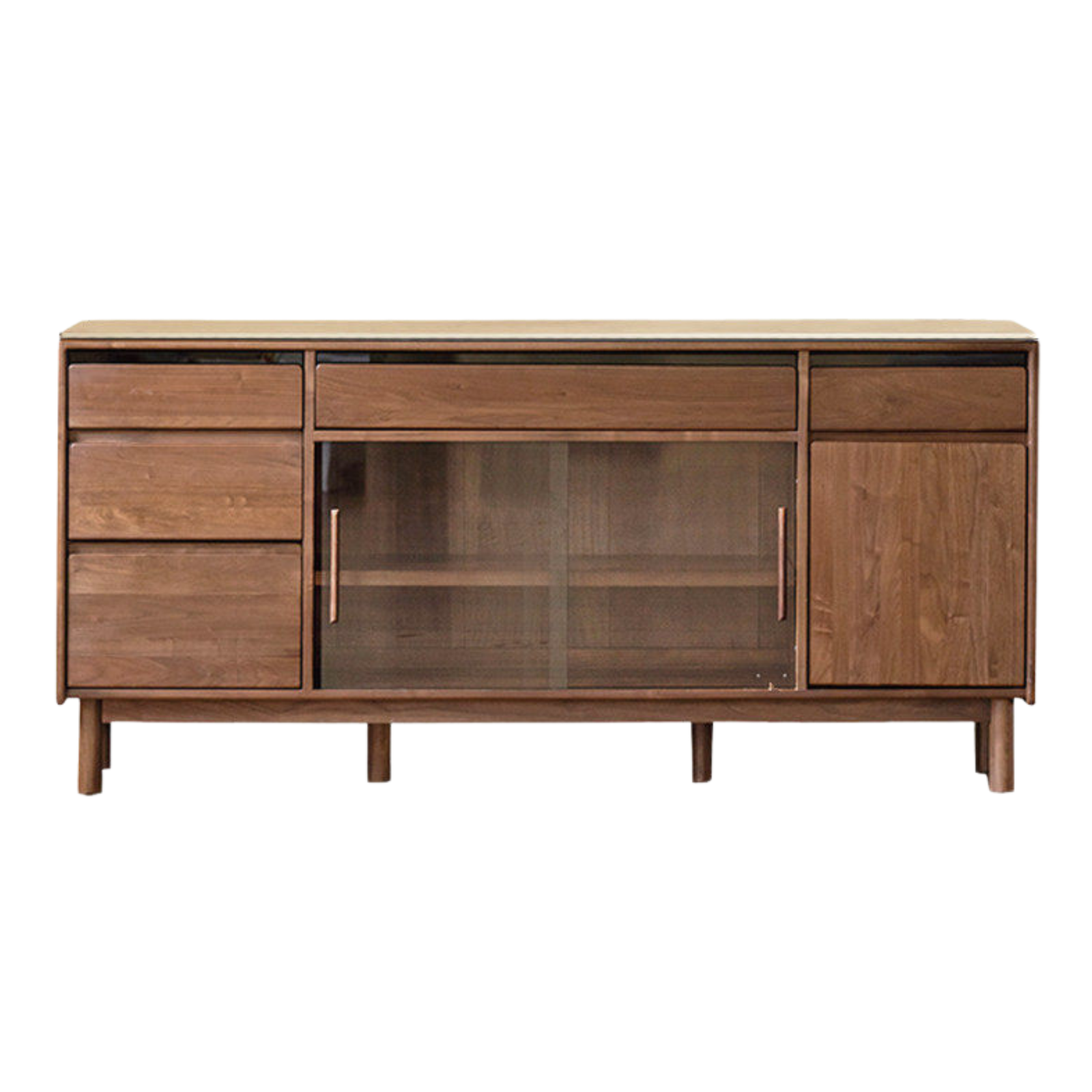 Black Walnut, Sandalwood Solid Wood Light Luxury Rock Plate Sideboard