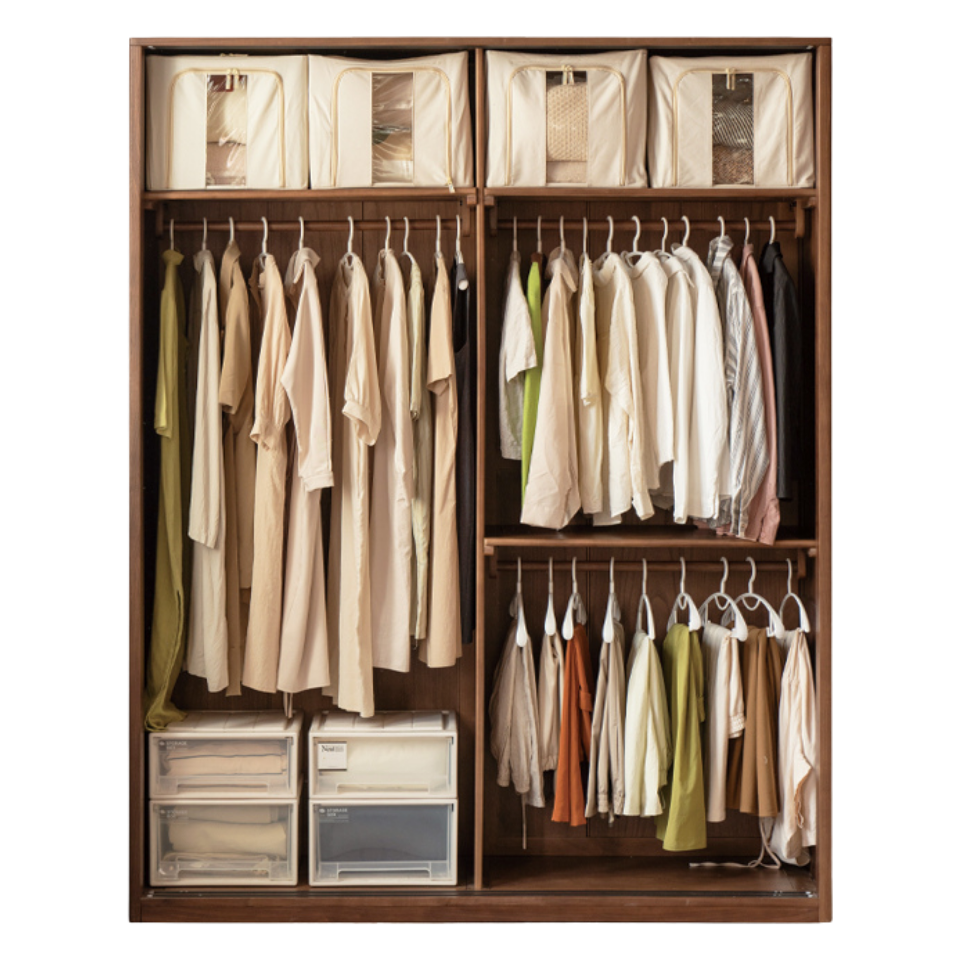 Black Walnut Solid Wood Sliding Door Wardrobe.