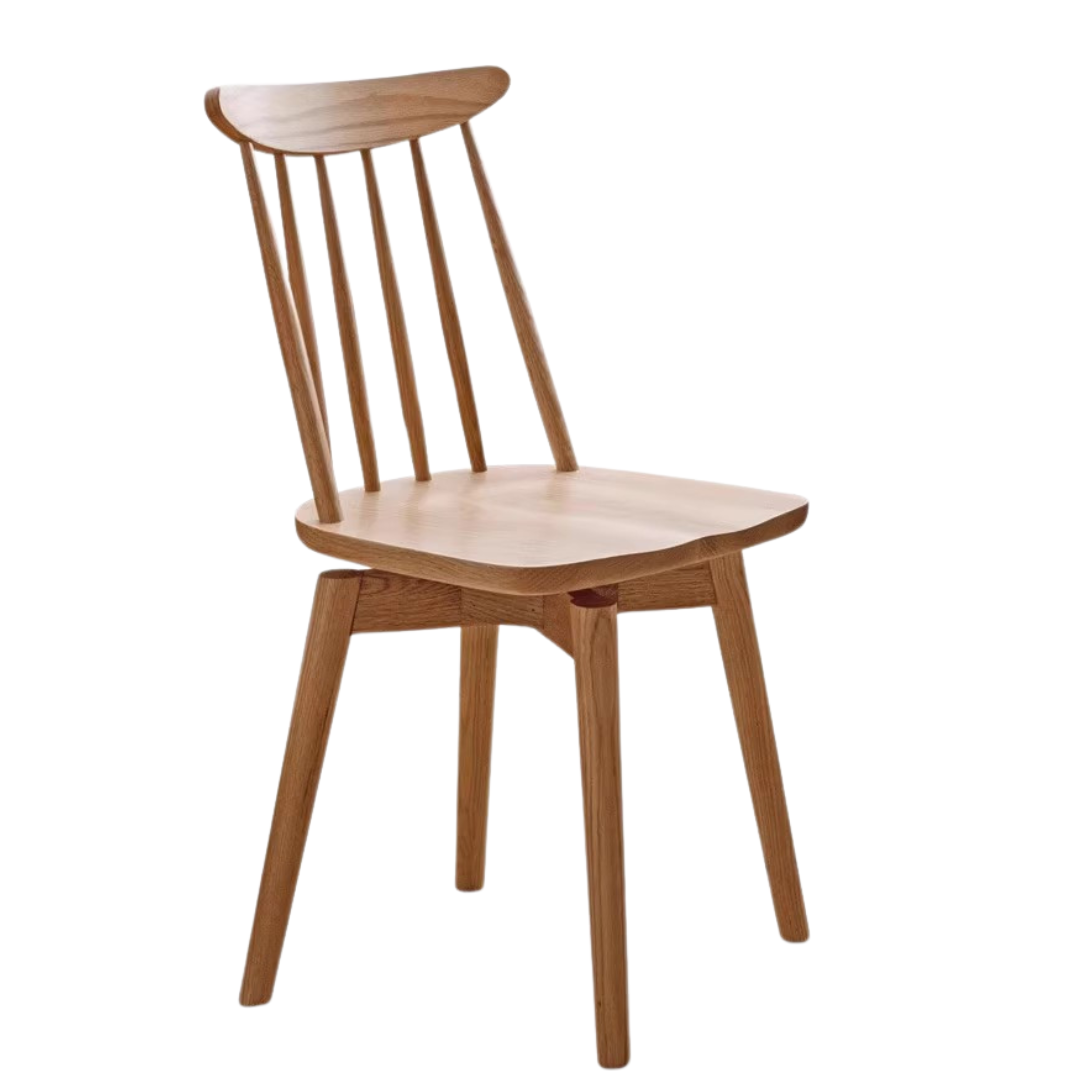 Oak Solid Wood Windsor Chair 360 Degree Rotation 4 Pcs Set